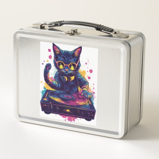 Lunch Box Chat de DJ funky � Fête Kitty Disco Rétro (Devant)