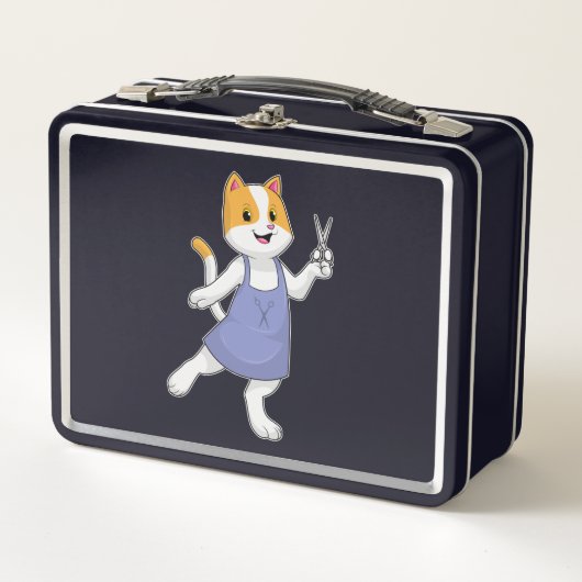 Lunch Box Chat en coiffeur avec ciseaux (Devant)