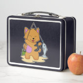 Lunch Box Chat en Fisher avec la baguette de pêche et le poi (En situation)