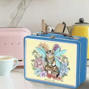 Lunch Box Chat féerique tabby pastel fantaisiste floral
