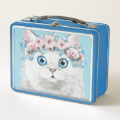Lunch Box Chat floral blanc doux (Devant)