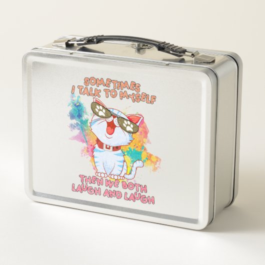 Lunch Box Chat mignon drôle | Parfois, Je Me Parle À Moi-Mêm (Dos)