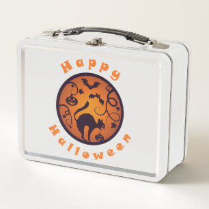 Lunch Box Chat noir d'Halloween avec araignées et chauves-so