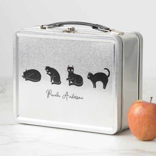 Lunch Box Chat noir drôle mignon personnalisable (En situation)
