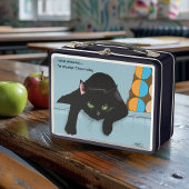 Lunch Box Chat Noir Fatigué Bleu Drôle