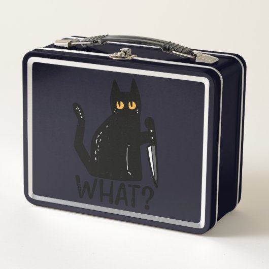 Lunch Box Chat Noir Quel Couteau Drôle animal meurtrier d'Ha (Devant)