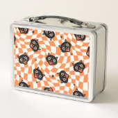 Lunch Box Chat noir rétro Motif chèque orange (Dos)