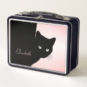 Lunch Box Chat noir rusé rose (Devant)