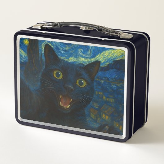Lunch Box Chat noir Starry Nuit Van Gogh Chat Selfie (Dos)
