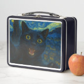 Lunch Box Chat noir Starry Nuit Van Gogh Chat Selfie (En situation)