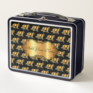 Lunch Box Chat Or Moderne Luxe Ajouter Votre Texte