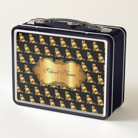 Lunch Box Chat Or Moderne Luxe Ajouter Votre Texte (Dos)