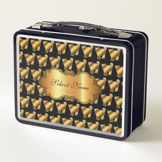 Lunch Box Chat Or Moderne Luxe Ajouter Votre Texte (Dos)
