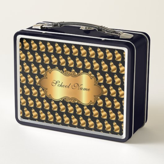 Lunch Box Chat Or Moderne Luxe Ajouter Votre Texte (Dos)