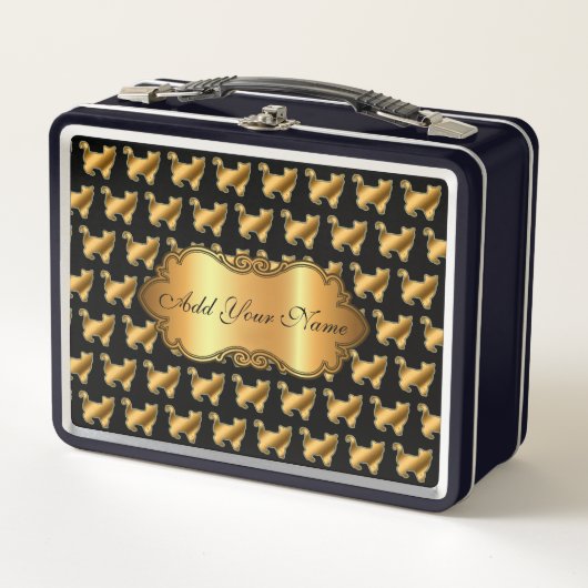 Lunch Box Chat Or Moderne Luxe Ajouter Votre Texte (Devant)