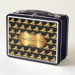 Lunch Box Chat Or Moderne Luxe Ajouter Votre Texte