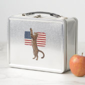 Lunch Box Chat patriotique Drapeau américain Design vectorie (En situation)
