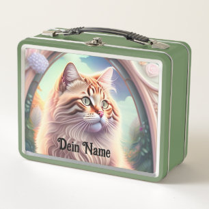 Lunch Box Chat romantique avec fleurs