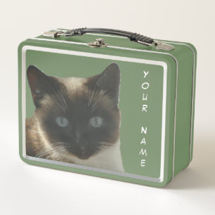 Lunch Box Chat siamois avec yeux bleu clair Lunette verte