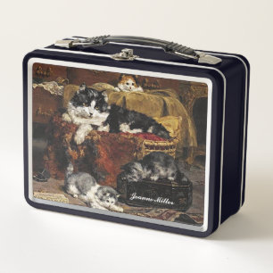 Lunch Box Chat vintage Noir Et Blanc Avec Chatons