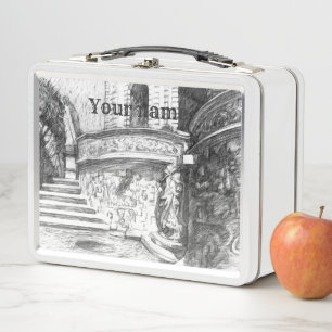 Lunch Box Château pencilart Monochrome noir & blanc