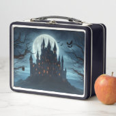 Lunch Box Château sombre, médiéval, chauves-souris & citroui (En situation)