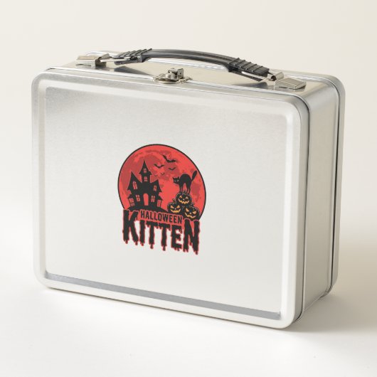 Lunch Box Chaton d'Halloween Maison Hantée Chat Graphique_1 (Devant)