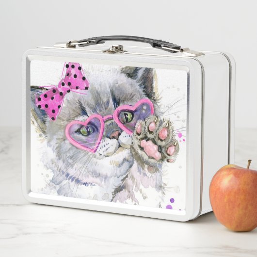 Lunch Box Chaton mignon d'aquarelle (En situation)