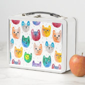 Lunch Box Chats aquarelles et amis (En situation)