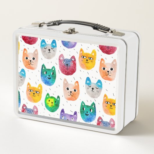 Lunch Box Chats aquarelles et amis (Devant)