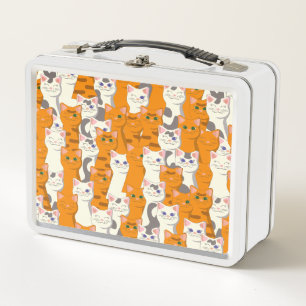Lunch Box Chats blancs et gingembre motif yeux verts yeux bl