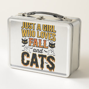 Lunch Box Chats d'automne fille d'Halloween Graphisme vintag