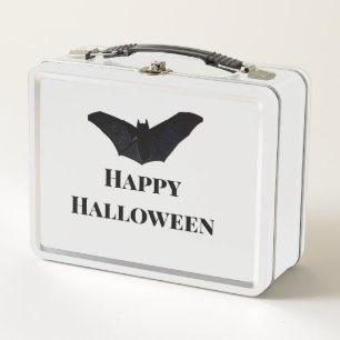 Lunch Box Chauve-souris noire joyeux Halloween ajouter nom t