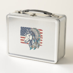 Lunch Box Chemise à motif vectoriel vintage de cheval patrio