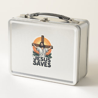 Lunch Box Chemise de foi avec gravure vintage Jésus Sauve (1
