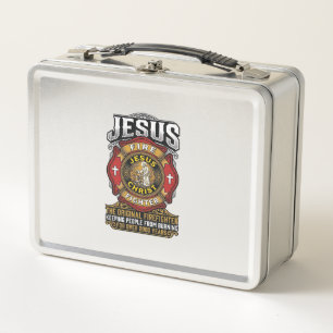 Lunch Box Chemise de foi chrétienne vintage Jésus pompier
