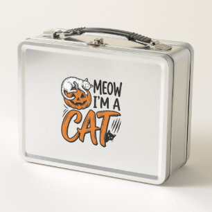 Lunch Box Chemise de typographie de citrouille de chat drôle