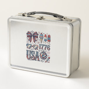Lunch Box Chemise d'été patriotique vintage USA 1776 Design_