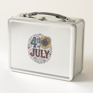 Lunch Box Chemise Fleur de Soleil Patriotique 4 Juillet Vint