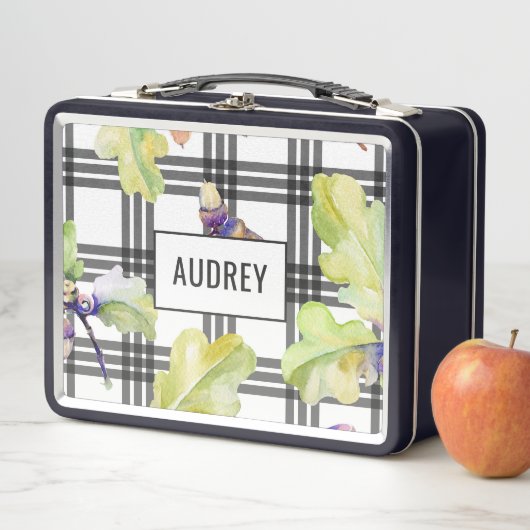 Lunch Box Chêne Automne Feuilles & Plaid Personnalisable (En situation)