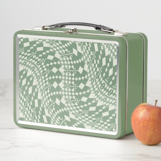 Lunch Box Chèques déformées en vert (En situation)