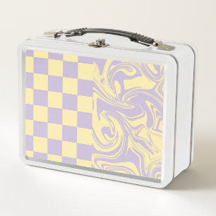 Lunch Box Chèques et tourbillons - Pastel Jaune et Violet