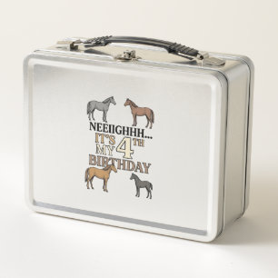 Lunch Box Cheval 4ème Anniversaire Gravure Vintage Fête Enfa