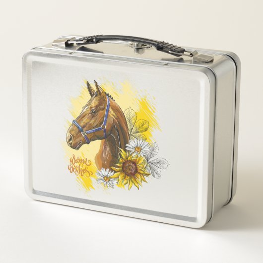 Lunch Box Cheval à main avec plantes et fleurs (Dos)
