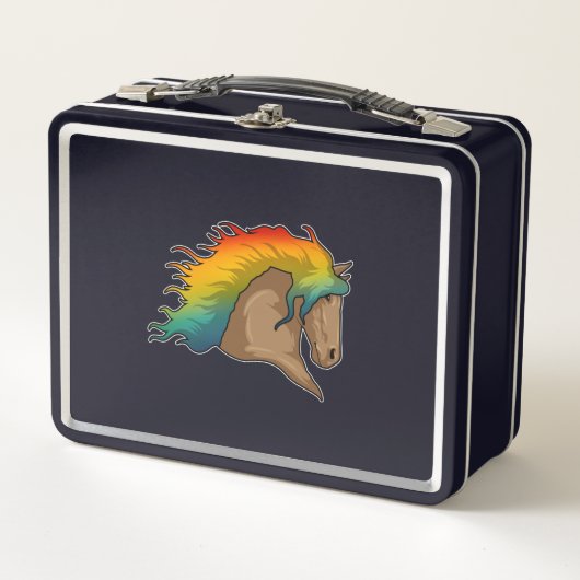 Lunch Box Cheval avec cheveux arc-en-ciel (Devant)