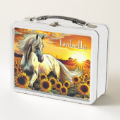 Lunch Box Cheval blanc dans le champ des tournesols Personna (Devant)