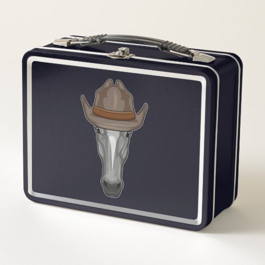 Lunch Box Cheval comme Cowboy avec Casquette (Devant)