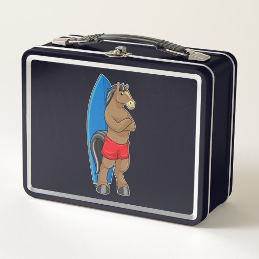 Lunch Box Cheval comme Surfer avec Surfboard (Devant)