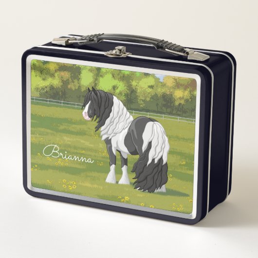 Lunch Box Cheval d'équipage du Pinto noir Piebald Gypsy Vann (Devant)