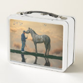 Lunch Box Cheval Gris Et Groom OTTB Boîte À Déjeuner (Dos)